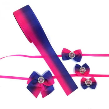 Box Semanal Laços e Gravatas - 50 unidades Estampa Bicolor Rosa/Roxo